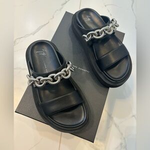 Giuseppe Zanotti Black Chain Sandals (36)